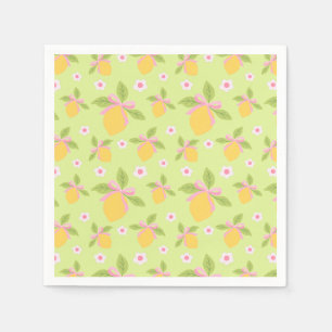 Servilleta De Papel Patrón de limones y margaritas sobre minimalista v