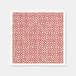 Servilleta De Papel Patrón De Línea Resumen De Crema Y Rojo