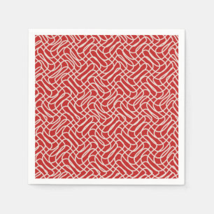 Servilleta De Papel Patrón de líneas abstractas de color rojo y crema