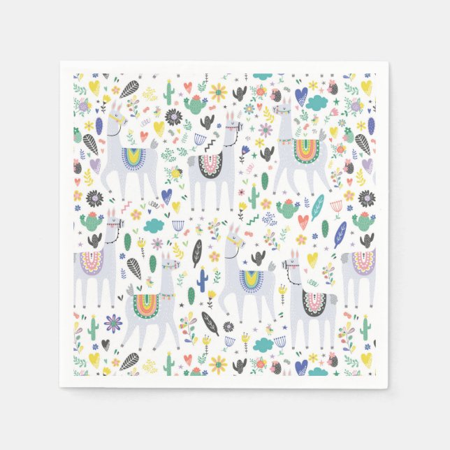 Servilleta De Papel Patrón de los Doodle Alpaca (Anverso)