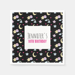Servilleta De Papel Patrón de luna, estrellas y nubes en cumpleaños ne