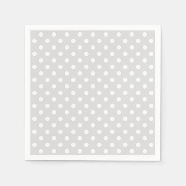 Servilleta De Papel Patrón de Lunares Blancos Gris Claro (Anverso)