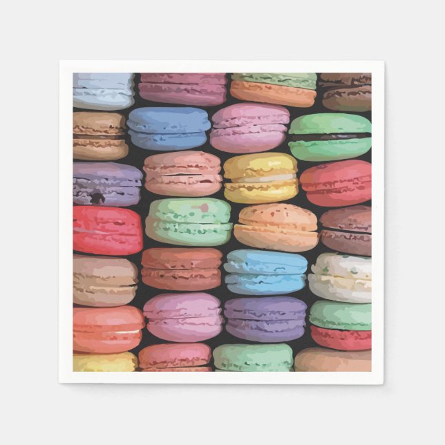 Servilleta De Papel Patrón de Macaron francés colorido (Anverso)
