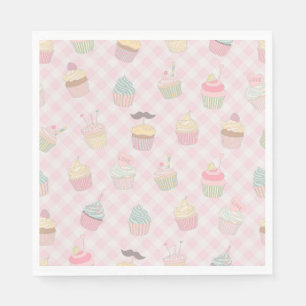 Servilleta De Papel Patrón de magdalenas rosadas y gingham