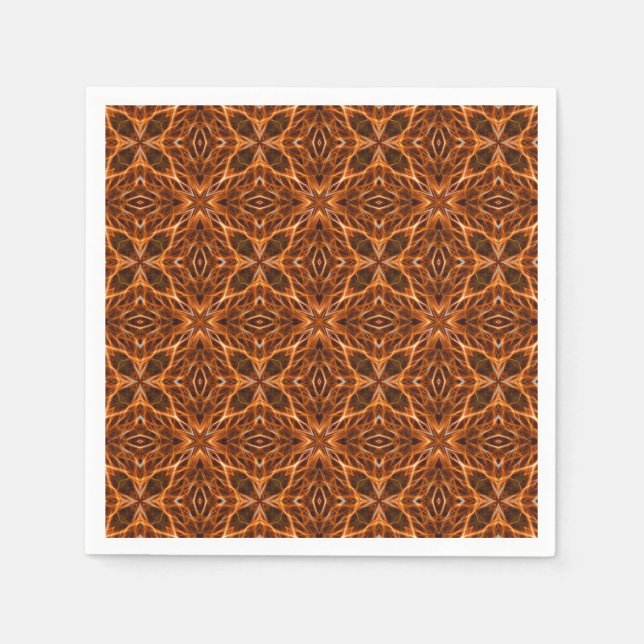 Servilleta De Papel Patrón de Mandala de Kaleidoscope Marrón (Anverso)
