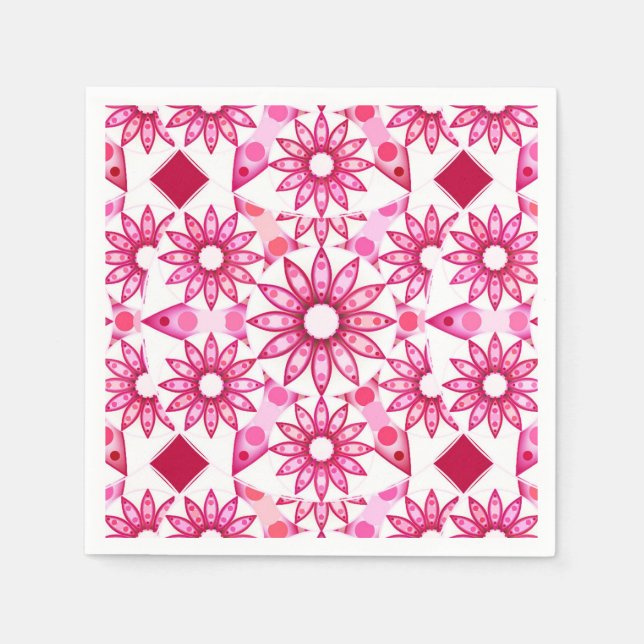 Servilleta De Papel Patrón de Mandala en tonos rosas, marrones (Anverso)