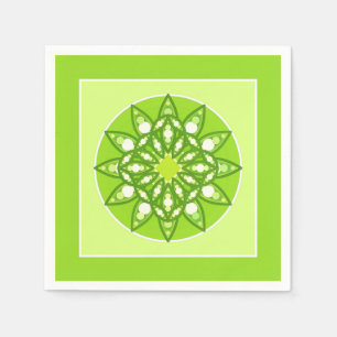 Servilleta De Papel Patrón de Mandala en tonos verde cal