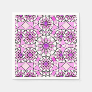 Servilleta De Papel patrón de mandala, lavanda, rosa, rosa intenso, bl