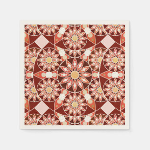 Servilleta De Papel Patrón de mandala, marrón, óxido, beige, beige