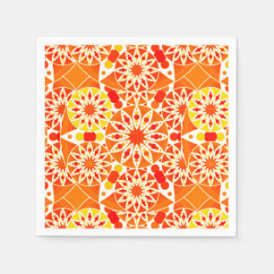 Servilleta De Papel Patrón de Mandala, Naranja de Coral y oro