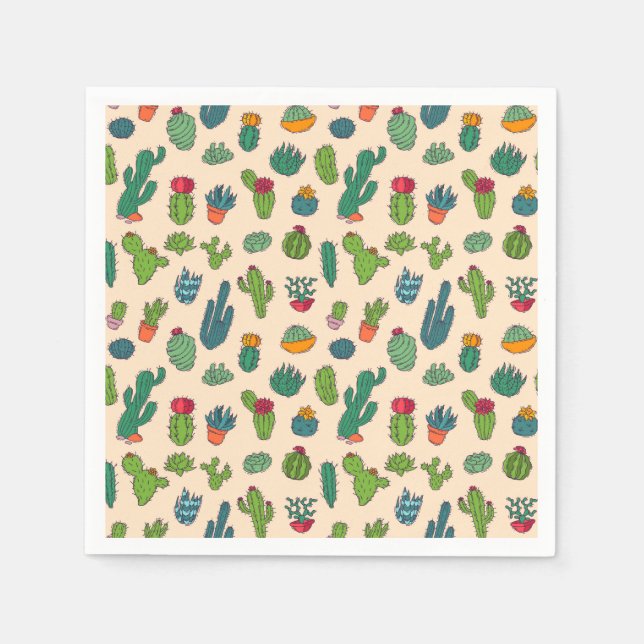 Servilleta De Papel Patrón de mantenimiento de cactus (Anverso)