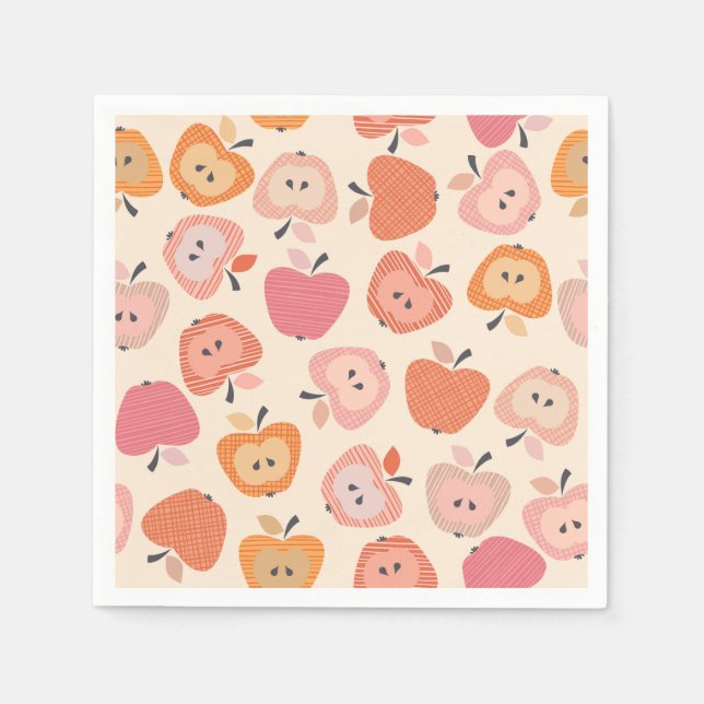 Servilleta De Papel Patrón de manzana rosa y naranja (Anverso)