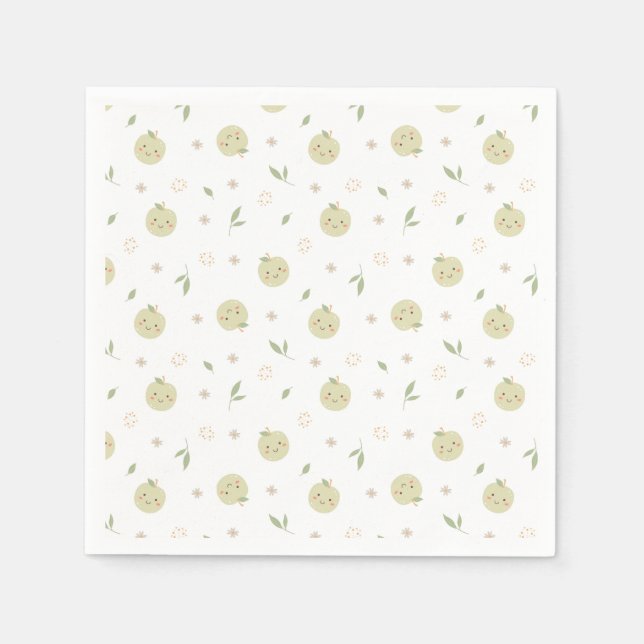 Servilleta De Papel Patrón de manzanas felices - servilletas (Anverso)