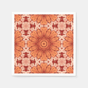 Servilleta De Papel Patrón de margarita geométrica en Naranja mandarín