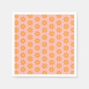 Servilleta De Papel Patrón de margarita naranja en fiesta de primavera