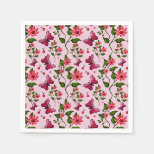 Servilleta De Papel Patrón de Mariposa Cereza Lindo, Fruta Kawaii Bril