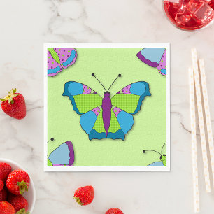 Servilleta De Papel Patrón de mariposa de patchwork sobre verde