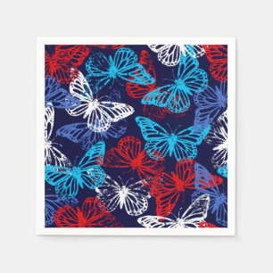 Servilleta De Papel Patrón de mariposa patriótica rojo blanco y azul