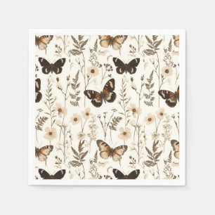 Servilleta De Papel Patrón de mariposa y flor singulares