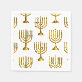 Servilleta De Papel Patrón de Menorah dorado Hanukkah Napkins