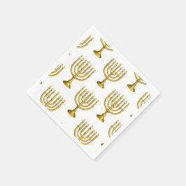 Servilleta De Papel Patrón de Menorah dorado Hanukkah Napkins