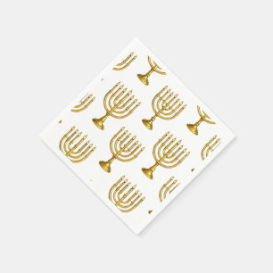 Servilleta De Papel Patrón de Menorah dorado Hanukkah Napkins