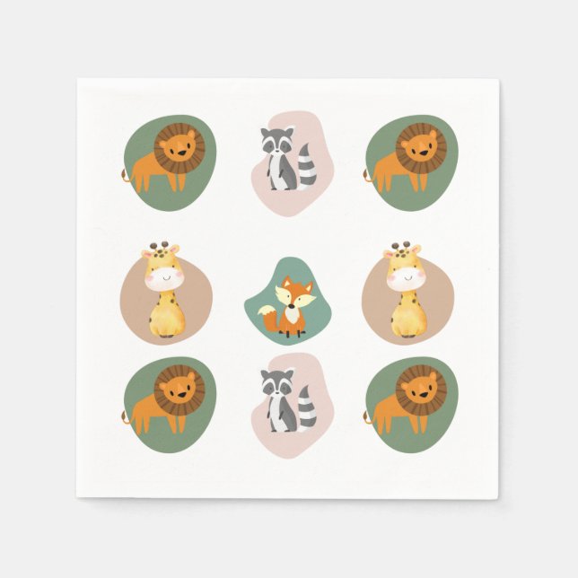 Servilleta De Papel Patrón de minianimales (Anverso)