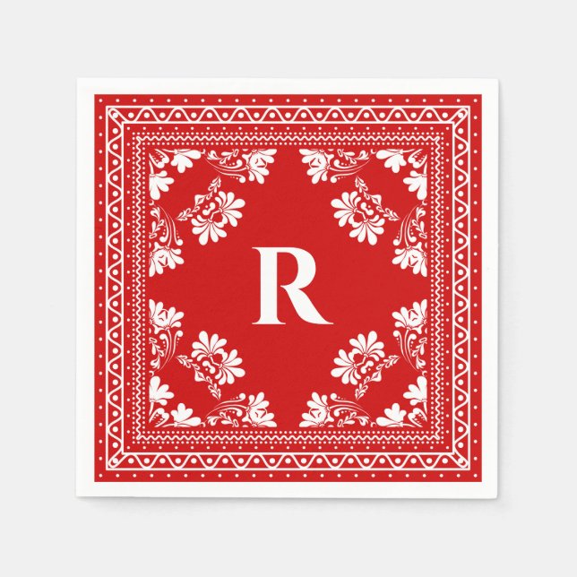 Servilleta De Papel Patrón de Monograma Bandanna (Anverso)