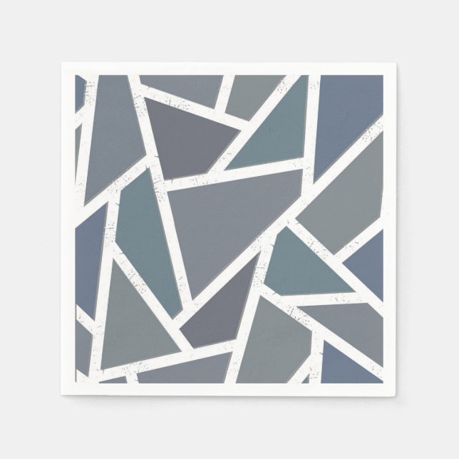 Servilleta De Papel Patrón de mosaico azul-gris (Anverso)