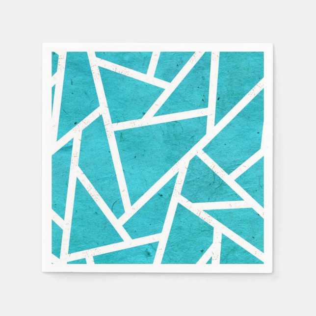 Servilleta De Papel Patrón de mosaico azul-verde y blanco (Anverso)