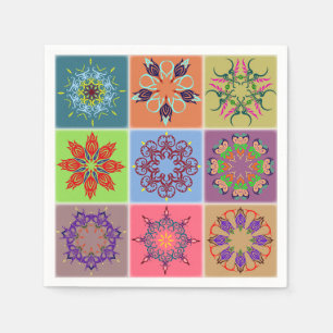 Servilleta De Papel Patrón de mosaico de Mandala colorido - Geométrico