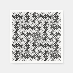 Servilleta De Papel Patrón de mosaico egipcio, blanco y negro