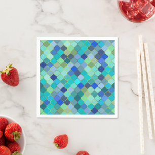 Servilleta De Papel Patrón de mosaico marroquí Aqua Azul