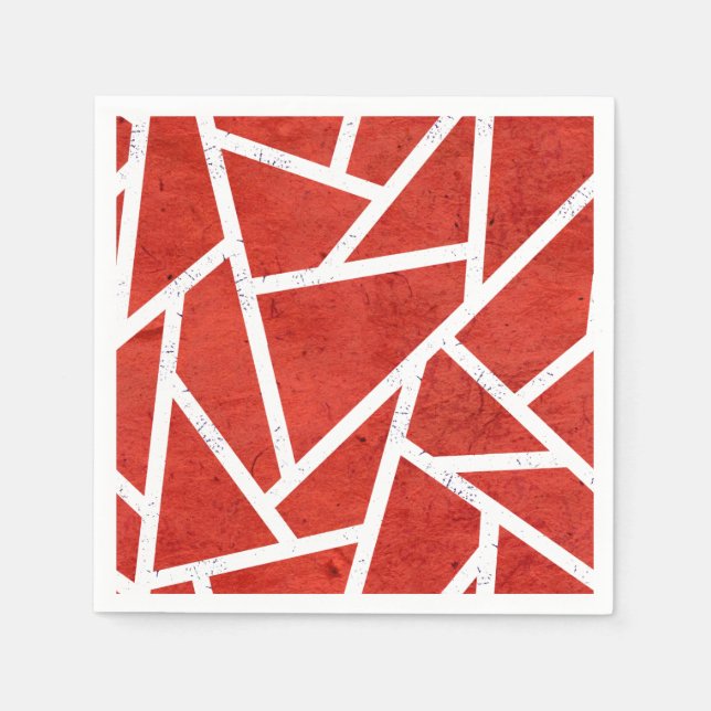 Servilleta De Papel Patrón de mosaico rojo y blanco (Anverso)