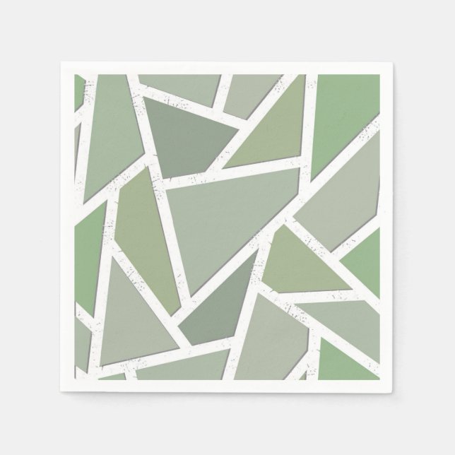 Servilleta De Papel Patrón de mosaico verde oliva (Anverso)