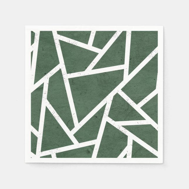 Servilleta De Papel Patrón de mosaico verde y blanco (Anverso)