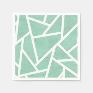 Servilleta De Papel Patrón de mosaico verde y blanco de la pintura