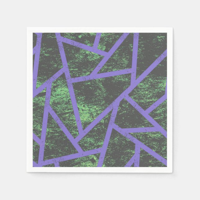 Servilleta De Papel Patrón de mosaico violeta y verde (Anverso)