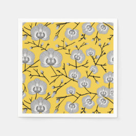 Servilleta De Papel Patrón de mostaza de orquídea