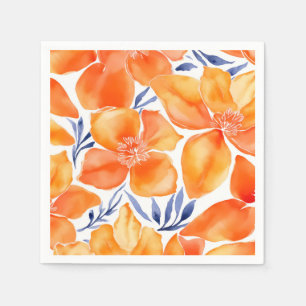 Servilleta De Papel Patrón de naranja de acuarela floral