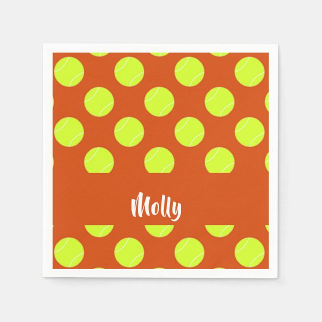 Servilleta De Papel Patrón de naranja de pelota de tenis verde (Anverso)