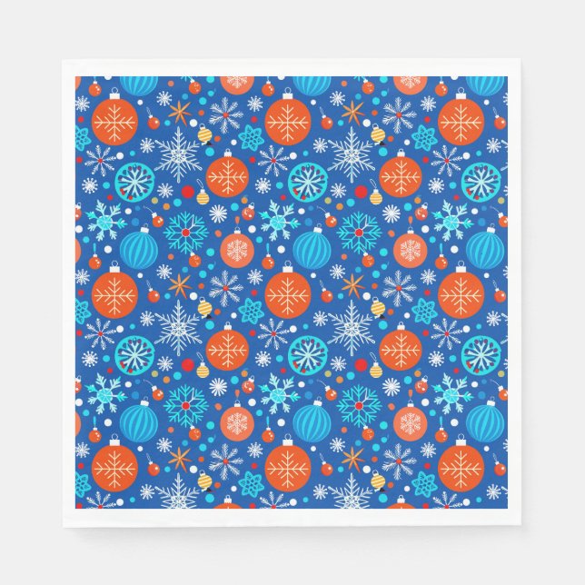Servilleta De Papel Patrón de Navidad azul (Anverso)