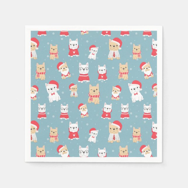 Servilleta De Papel Patrón de Navidad de Bulldog Francés (Anverso)