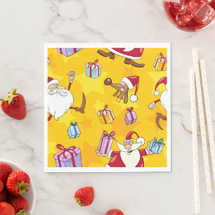 Servilleta De Papel Patrón de Navidad de Santa con regalos y estrellas