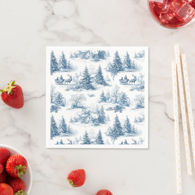 Servilleta De Papel Patrón de Navidad Toile Azul (In situ)