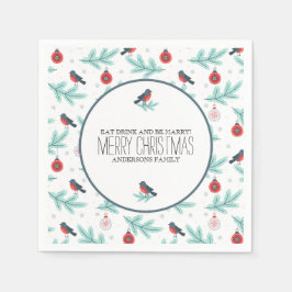 Servilleta De Papel Patrón de Navidades coloridos de aves y ornamentos