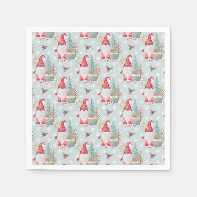 Servilleta De Papel Patrón de Navidades de Gnome (Anverso)