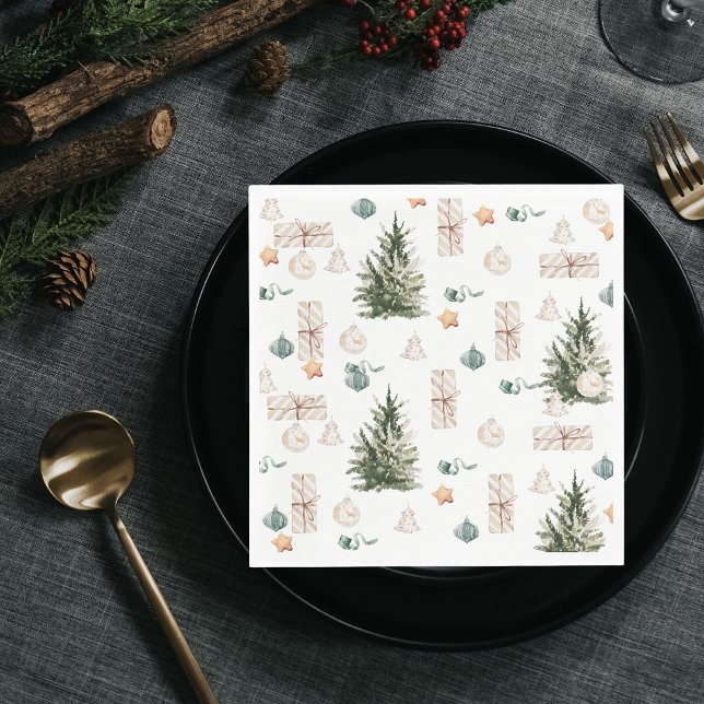 Servilleta De Papel Patrón de Navidades de moda | Acuarela (Subido por el creador)