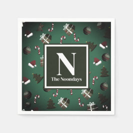 Servilleta De Papel Patrón de Navidades verdes festivos