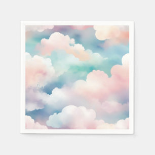 Servilleta De Papel Patrón de nubes de color de agua pastel
